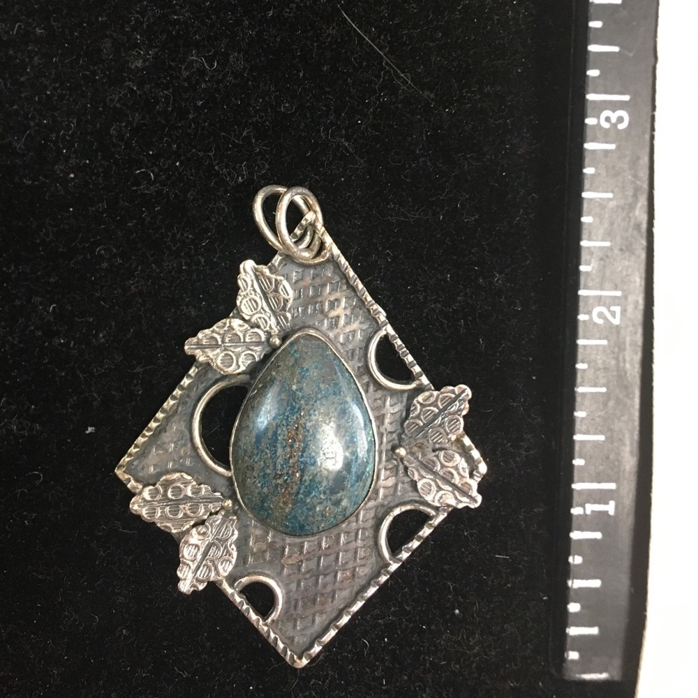 Big shattuckite pendant sterling silver floral xl